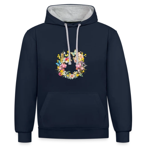 Éclosion Printanière : Fleurs et Papillons Colorés - Sweat à capuche contrasté
