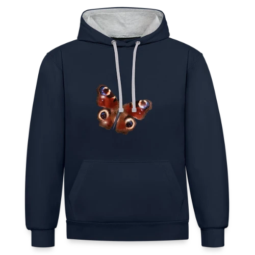 Élégance du Papillon Paon - Sweat à capuche contrasté
