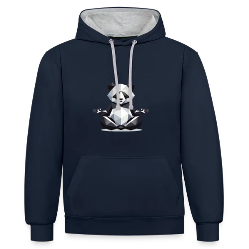 Panda Zen Géométrique : Harmonie Minimaliste - Sweat à capuche contrasté