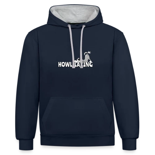 Loup qui pète - Humour animalier cartoon - Sweat à capuche contrasté
