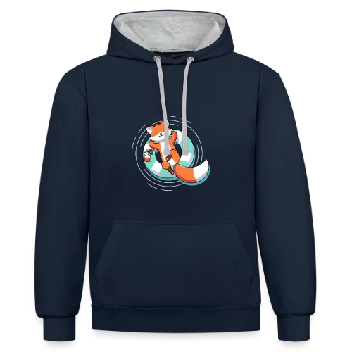 Renard Chill' en Bouée Tropicale - Sweat à capuche contrasté