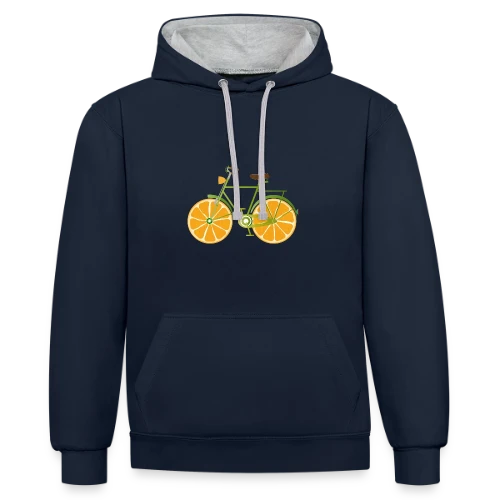T-shirt Vélo Fruitix : L'Original Fun aux Roues Oranges - Sweat à capuche contrasté
