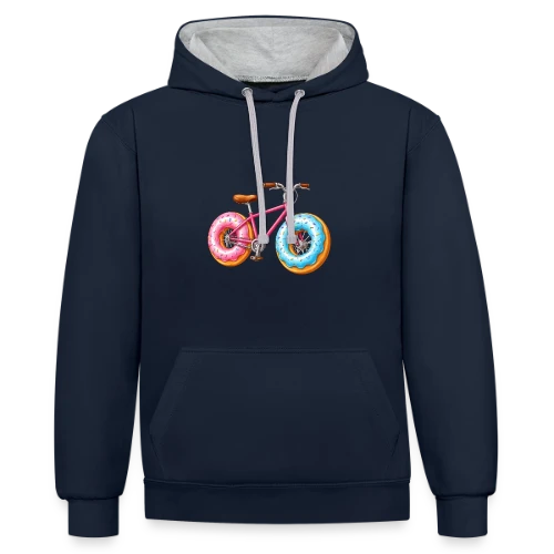 T-shirt Cycliste Gourmand : Donut & Vélo Humoristique - Sweat à capuche contrasté