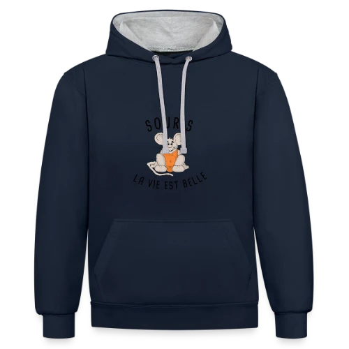 T-shirt Souris : La Vie est Belle ! - Sweat à capuche contrasté