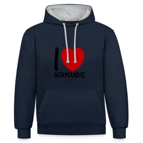 J'aime la Normandie - Sweat à capuche contrasté