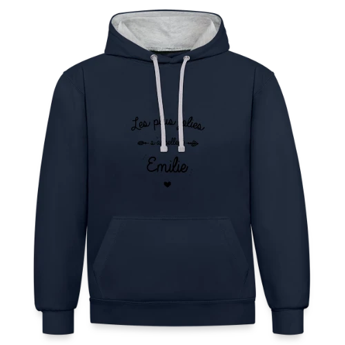 T-Shirt Prénom 'Émilie' - Le Cadeau Personnalisé Idéal - Sweat à capuche contrasté