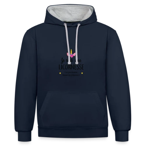 T-shirt Licornesse : Moitié Licorne, Moitié Princesse - Sweat à capuche contrasté