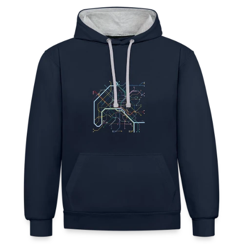 Plan Métro Paris Coloré - Sweat à capuche contrasté