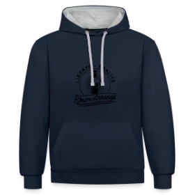 Maquette de Liberté, Égalité, Rhum Arrangé : Le T-Shirt Fun — Sweat à capuche contrasté à imprimer et personnaliser