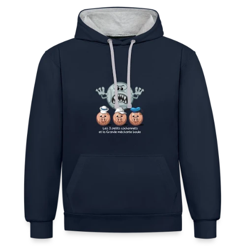 Les 3 petits cochons - Sweat à capuche contrasté