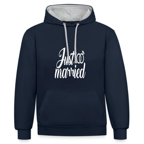 Just Married - Sweat à capuche contrasté