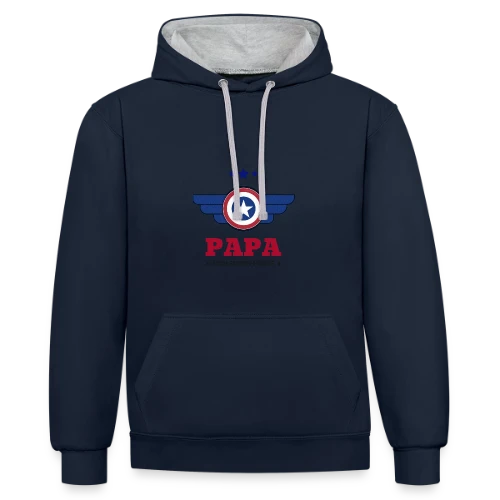 T-shirt Super Papa Héros - Sweat à capuche contrasté