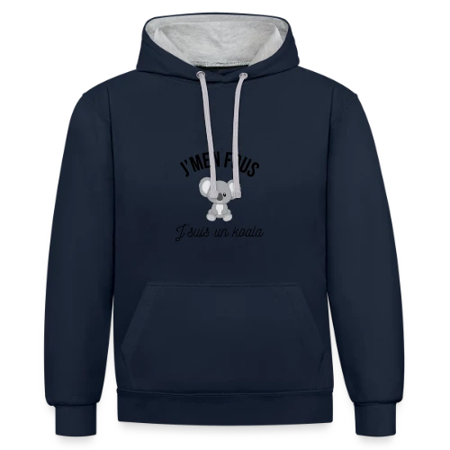 T-shirt "J'm'en Fous, J'suis un Koala" - Humour Décontracté - Sweat à capuche contrasté
