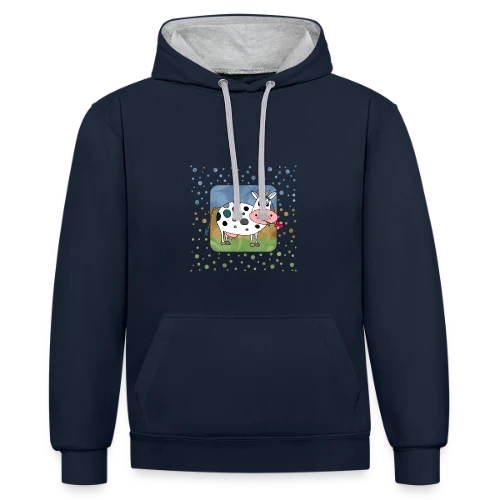 La Vache Joyeuse - Sweat à capuche contrasté
