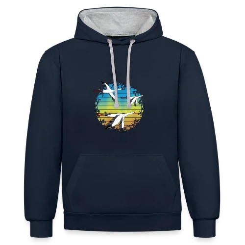 Cigogne Élégante - Sweat à capuche contrasté