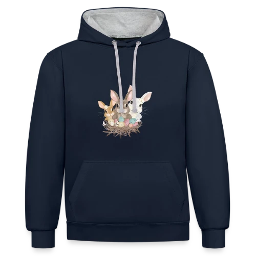 Famille de Lapins de Pâques Pastel Adorables - Sweat à capuche contrasté