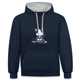 Maquette de JUDOCAT: Le chat manga judoka — Sweat à capuche contrasté à imprimer et personnaliser