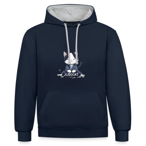 JUDOCAT: Le chat manga judoka - Sweat à capuche contrasté