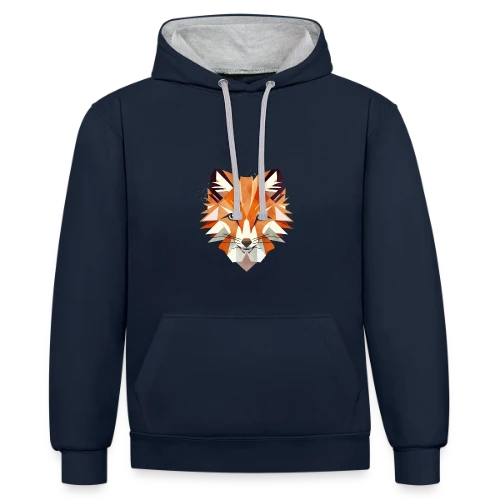 Renard Géométrique Éclatant - Sweat à capuche contrasté