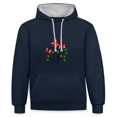 Fleurs Épanouies - Sweat à capuche contrasté