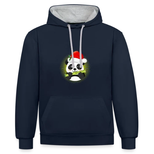 Panda Festif de Noël - Sweat à capuche contrasté