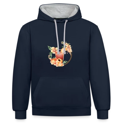 Cocktail Pêche en Fleurs: Douceur Estivale - Sweat à capuche contrasté
