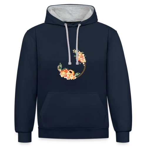 Pêche et Fleur en Couronne Tendance - Sweat à capuche contrasté
