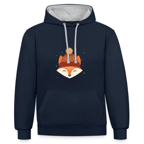 T-shirt Renard Urbain au Bonnet Stylé - Sweat à capuche contrasté
