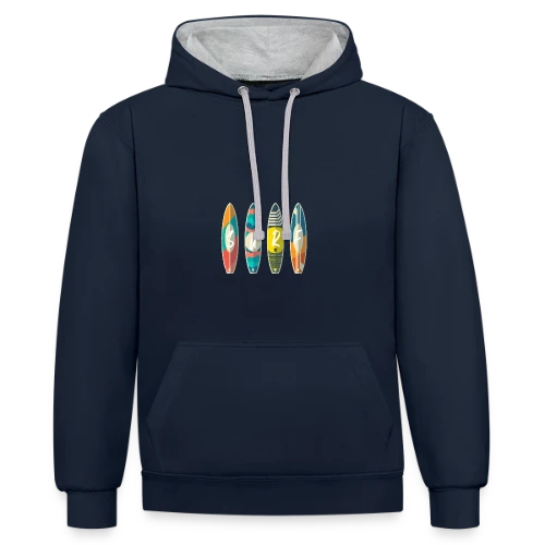 T-shirt Surf : Planche & Soleil | Idée Cadeau Jeunesse - Sweat à capuche contrasté