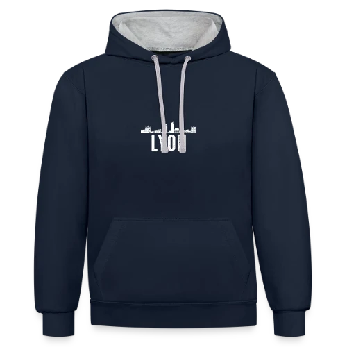 Lyon Minimaliste Blanc - Sweat à capuche contrasté