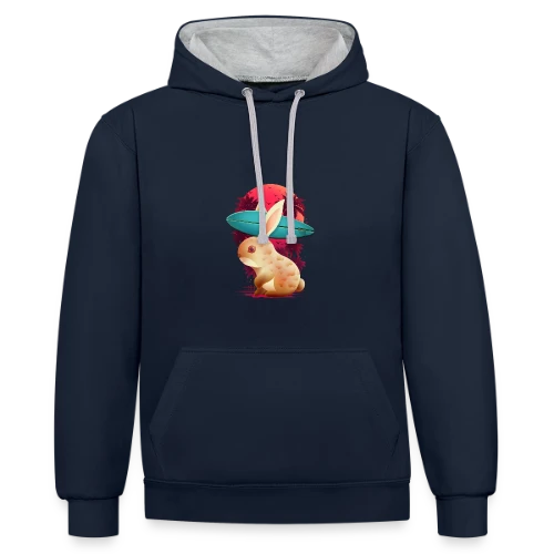 Lapin Surfeur Estival - Sweat à capuche contrasté