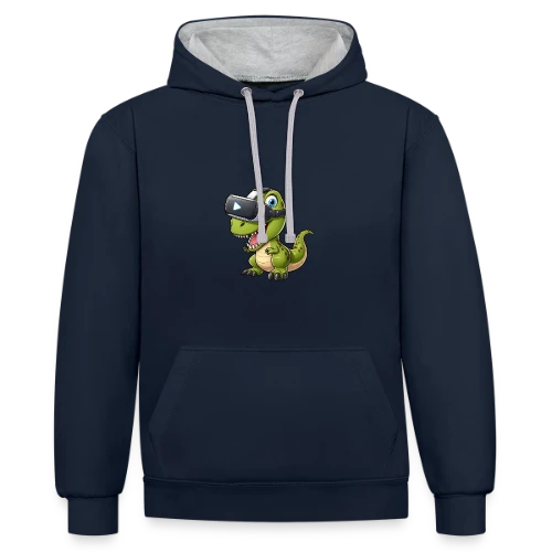 Dino T-Rex en Réalité Virtuelle – Humour Geek - Sweat à capuche contrasté