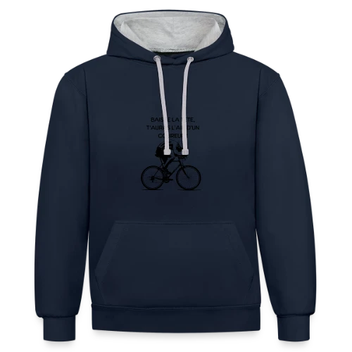 Cyclisme Humour - Design Minimaliste Vélo - Sweat à capuche contrasté