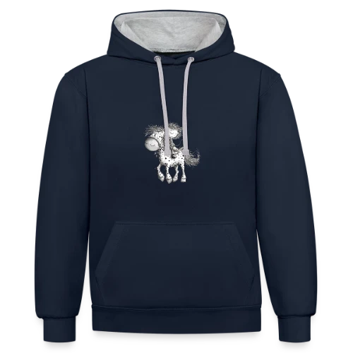 Cheval et cavalier rigolos - Dessin animé - Sweat à capuche contrasté