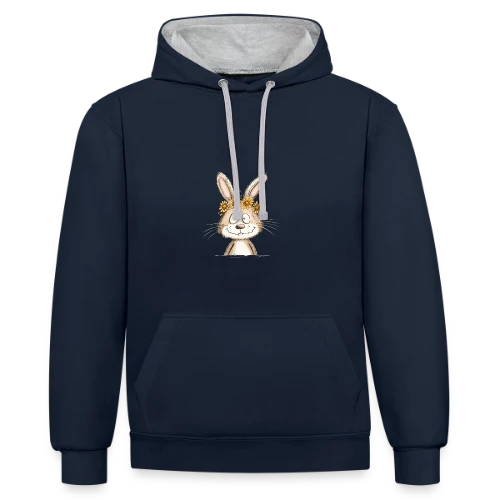 Lapin Rigolo Couronne Fleurs - Sweat à capuche contrasté