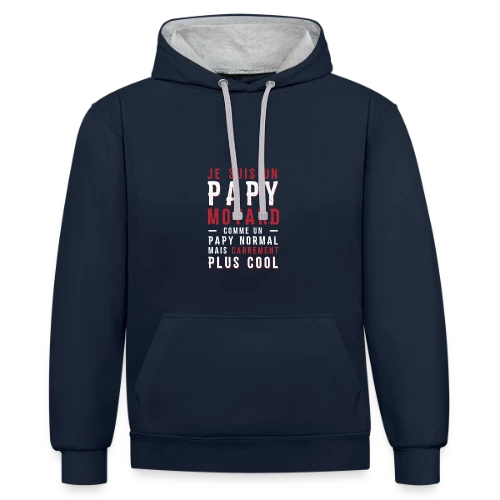 Papy Motard : Carrément Plus Cool ! - Sweat à capuche contrasté