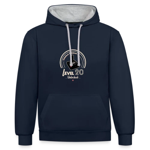 T-shirt Gaming "Niveau 20 Débloqué" - Rétro Anniversaire - Sweat à capuche contrasté