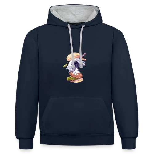 La Vague Gourmande de Kanagawa - Sweat à capuche contrasté