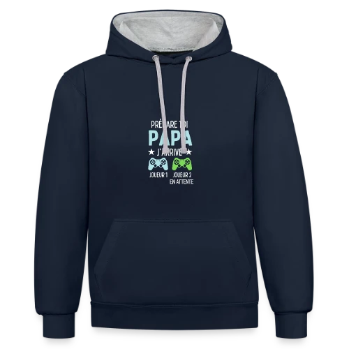 T-Shirt Futur Papa Gamer - Annonce Grossesse Humour - Sweat à capuche contrasté