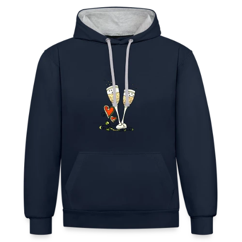 Verres Cœurs & Fêtes - Sweat à capuche contrasté