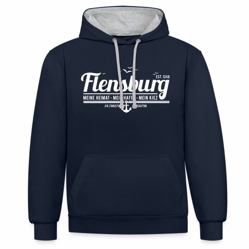 Flensburg - meine Heimat, mein Hafen, mein Kiez - Kontrast-Hoodie