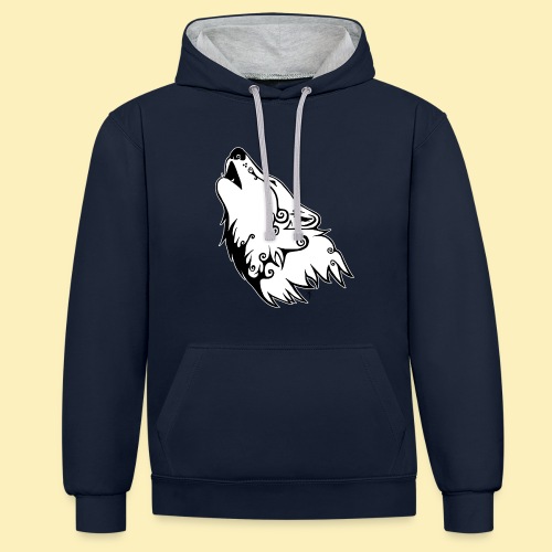 Le Loup de Neved (version contour blanc) - Sweat à capuche contrasté