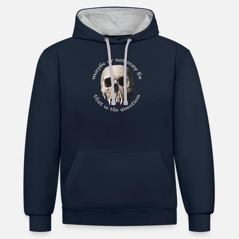 Vampire Skull – Vampirschädel - Kontrast-Hoodie - Navy/Grau meliert