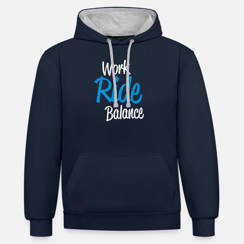 workridew - Sweat à capuche contrasté - bleu marine/gris chiné