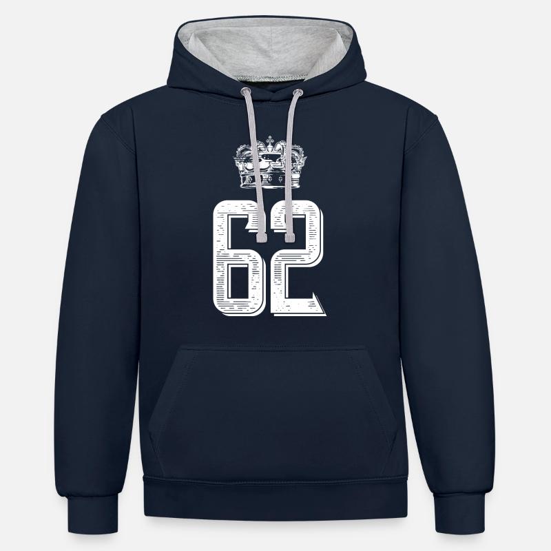 62 Couronne numérique - Sweat à capuche contrasté - bleu marine/gris chiné