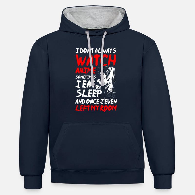 Cosplay Senpai Comic Nerd - Sweat à capuche contrasté - bleu marine/gris chiné