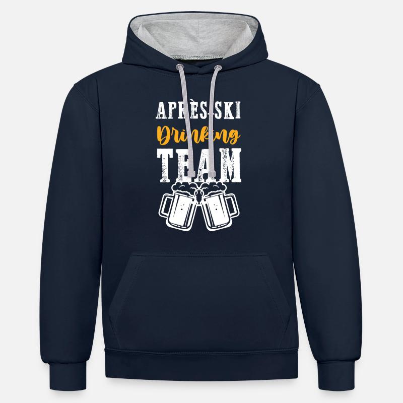 Équipe de boissons après-ski - Sweat à capuche contrasté - bleu marine/gris chiné