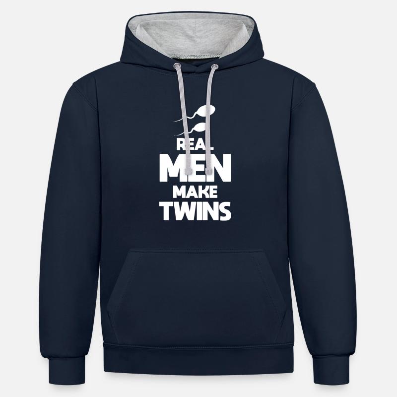 Twin devient père - Sweat à capuche contrasté - bleu marine/gris chiné