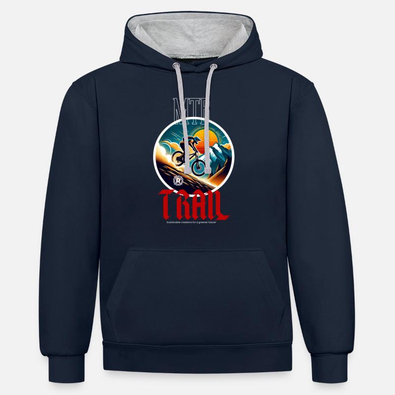 VTT Descente - Sweat à capuche contrasté - bleu marine/gris chiné