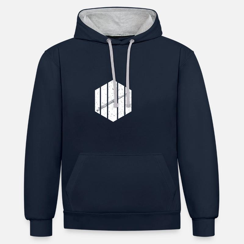 Joueur de flûte - Sweat à capuche contrasté - bleu marine/gris chiné